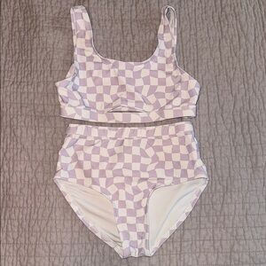 Old Navy Girls Size 8 Purple and White Checkered Bikini Set